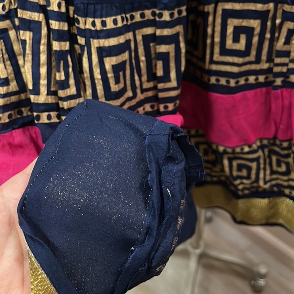 La Fille Navy Maxi Festive Tribal Boho Skirt size S - Picture 6 of 8